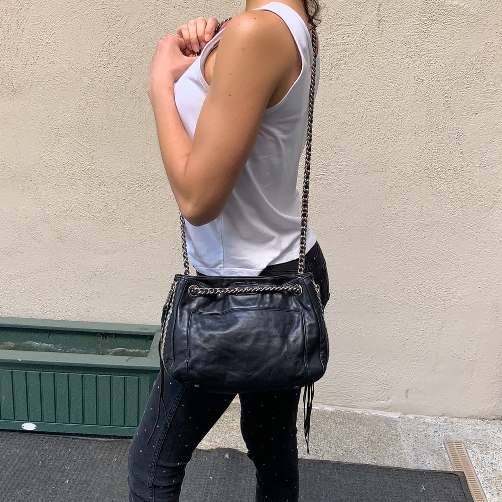 Rebecca Minkoff black leather zipper cross body